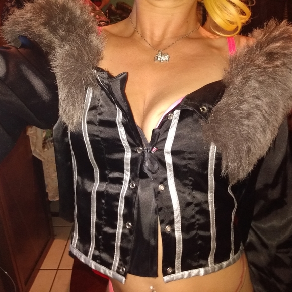 CeresMoon.ink Deluxe Luxury Fur Satin Goth Jacket - Picture 7 of 9